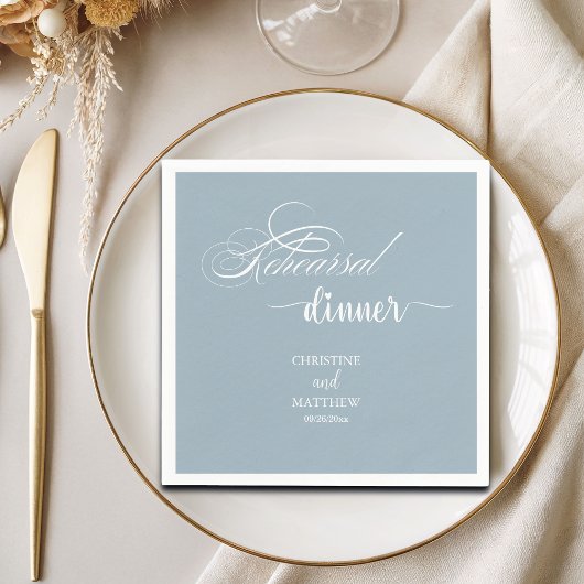 Elegantes Calligraphy Dusty Blue Probe Dinner Serviette