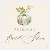 Elegantes Calligraphy Fall Pumpkin-Brautparty Quadratischer Aufkleber (Vorderseite)