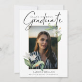 Elegantes Calligraphy Floral Abschluss Foto Ankündigung (Vorderseite)