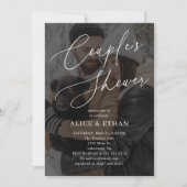 Elegantes Calligraphy Foto Couples Dusche Einladung (Vorderseite)