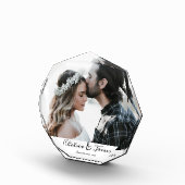 Elegantes Calligraphy Foto Newlyweds Couple Block (Rechts)