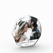 Elegantes Calligraphy Foto Newlyweds Couple Block (Links)