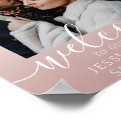 Elegantes Calligraphy Foto Rose Gold Wedding Poste Poster (Ecke)