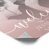 Elegantes Calligraphy Foto Rose Gold Wedding Poster (Ecke)