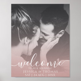 Elegantes Calligraphy Foto Rose Gold Wedding Poster