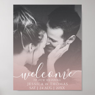 Elegantes Calligraphy Foto Rose Gold Wedding Poster
