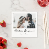 Elegantes Calligraphy Foto Wedding Cocktail Party Serviette (Beispiel)