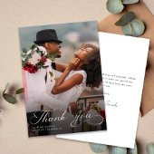 Elegantes Calligraphy Foto Wedding Dankeschön Card Dankeskarte