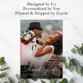 Elegantes Calligraphy Foto Wedding Dankeschön Card Dankeskarte