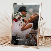 Elegantes Calligraphy Foto Wedding Dankeschön Card Dankeskarte