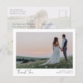 Elegantes Calligraphy Foto Wedding Vielen Dank Postkarte