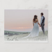 Elegantes Calligraphy Foto Wedding Vielen Dank Postkarte (Vorderseite)
