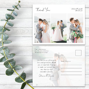 Elegantes Calligraphy Foto Wedding Vielen Dank Postkarte