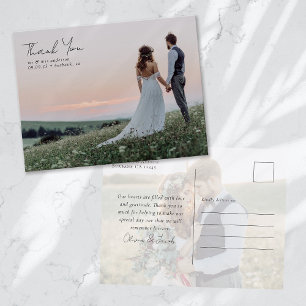 Elegantes Calligraphy Foto Wedding Vielen Dank Postkarte