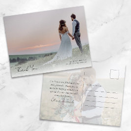 Elegantes Calligraphy Foto Wedding Vielen Dank Postkarte