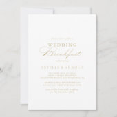 Elegantes Calligraphy Gold Wedding Breakfast Einladung (Vorderseite)