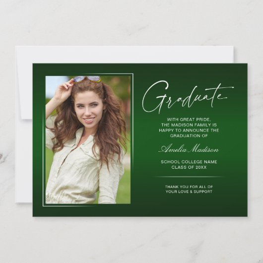 Elegantes Calligraphy Ink Script Modernes Grad Fot Ankündigung (Vorderseite)