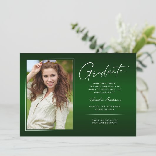 Elegantes Calligraphy Ink Script Modernes Grad Fot Ankündigung (Stehend Vorderseite)