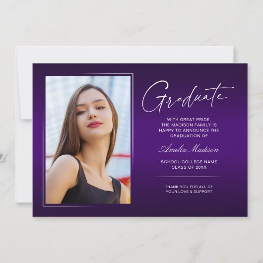 Elegantes Calligraphy Ink Script Modernes Grad Fot Ankündigung (Vorderseite)