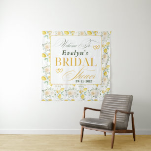 Elegantes Calligraphy Lemons Pattern Brautparty Wandteppich