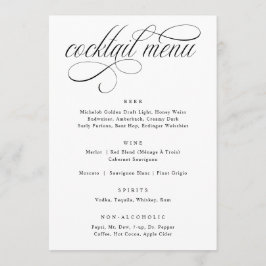 Elegantes Calligraphy Luxury Wedding Cocktail Menü Menükarte