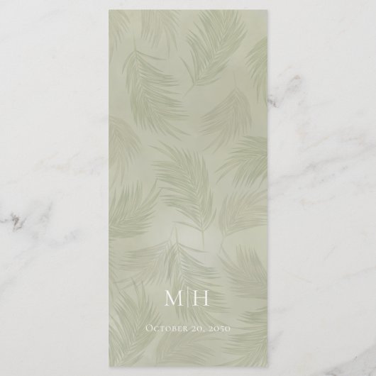 Elegantes Calligraphy Menu Tropical Palm Blätter Menükarte (Rückseite)