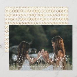 Elegantes Calligraphy Merry and Bright Foto Feiertagskarte