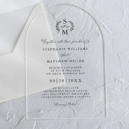 Elegantes Calligraphy Monogram Wappen Wedding Acryleinladungen