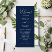 Elegantes Calligraphy Navy Blue Wedding Program