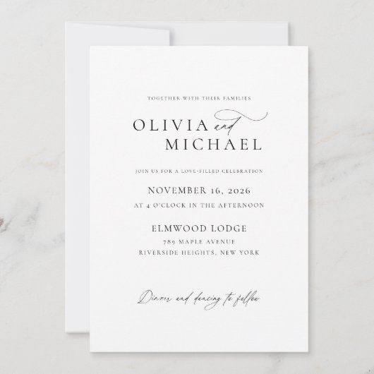 Elegantes Calligraphy Overlay Foto Hochzeit Einladung (Rückseite)