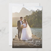 Elegantes Calligraphy Overlay Simple 2 Wedding Fot Dankeskarte (Vorderseite)