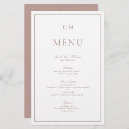 Elegantes Calligraphy Pink Monogram Wedding Menu