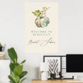 Elegantes Calligraphy Pumpkin Brautparty Willkomme Poster (Heimbüro)