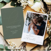 Elegantes Calligraphy Sage Green Heart Wedding Fot Dankeskarte