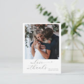 Elegantes Calligraphy Sage Green Heart Wedding Fot Postkarte (Stehend Vorderseite)