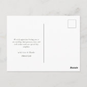 Elegantes Calligraphy Sage Green Heart Wedding Fot Postkarte (Rückseite)