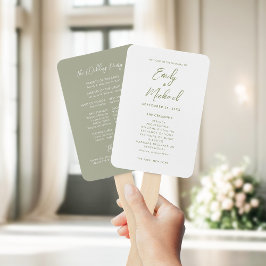 Elegantes Calligraphy Sage Green Wedding Programm Fächer