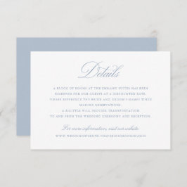 Elegantes Calligraphy Script Blue Wedding Details Einladung