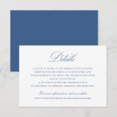 Elegantes Calligraphy Script Blue Wedding Details Einladung (Vorne/Hinten)