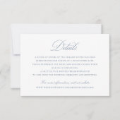 Elegantes Calligraphy Script Blue Wedding Details Einladung (Vorderseite)
