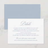 Elegantes Calligraphy Script Blue Wedding Details Einladung (Vorne/Hinten)