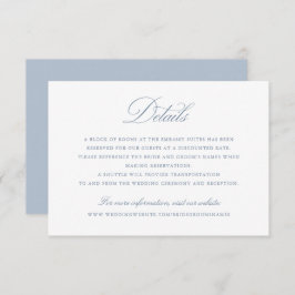 Elegantes Calligraphy Script Blue Wedding Details Einladung
