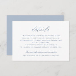Elegantes Calligraphy Script Blue Wedding Details Einladung