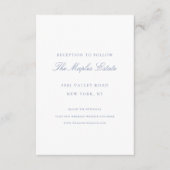 Elegantes Calligraphy Script Blue Wedding Receptio Begleitkarte (Vorderseite)