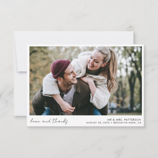 Elegantes Calligraphy Script Einfaches Foto Hochze Dankeskarte (Vorderseite)