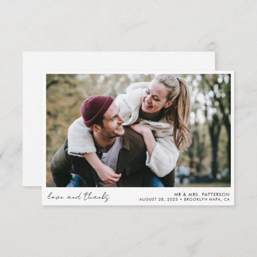 Elegantes Calligraphy Script Einfaches Foto Hochze Dankeskarte (Vorne/Hinten)