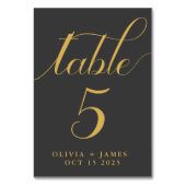 Elegantes Calligraphy Script Foto Gold Wedding Tischnummer (Vorderseite)