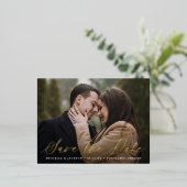Elegantes Calligraphy Script-Foto Save the Date Folie Einladungspostkarte (Stehend vorne)