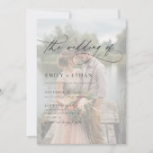 Elegantes Calligraphy Script Overlay-Foto Hochzeit Einladung (Vorderseite)