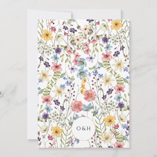 Elegantes Calligraphy Script Simple Floral Wedding Einladung (Rückseite)